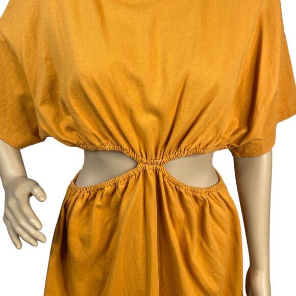 Free People Beach Mustard Orange Dandelion Cut Out Mini T-shirt Dress SZ XS - Picture 7 of 12